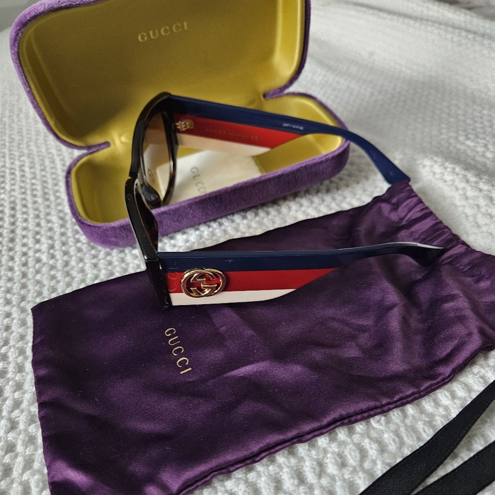Gucci Sunglasses with Red and Blue Accents